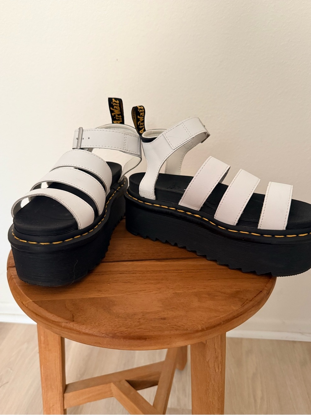 Dr. Martens White Leather Chunky Sandals